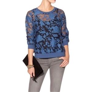 WELLS GRACE Lace Sheer Sweatshirt